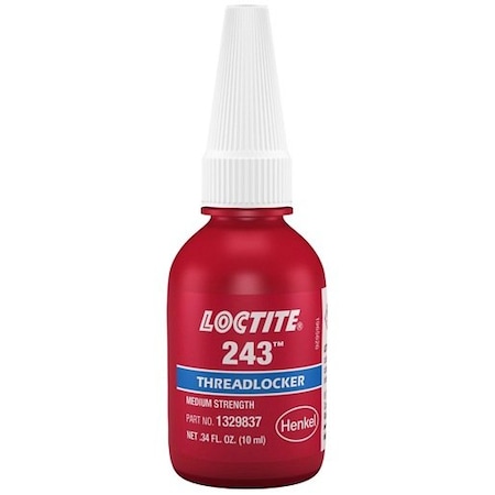 Henkel Anaerobic Threadlocker, Primerless, Bottle, 10 Ml 243 BLUE 10ML IDH 1329837